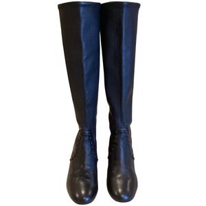 Coach Britney Leather Knee High Black Pull-On Boots Women's Size US 7, EU 37.5